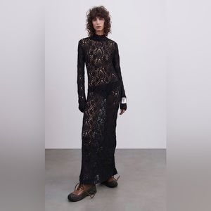 BLOGGER FAV ZARA LONG CROCHETED KNIT DRESS LIMITED EDITION